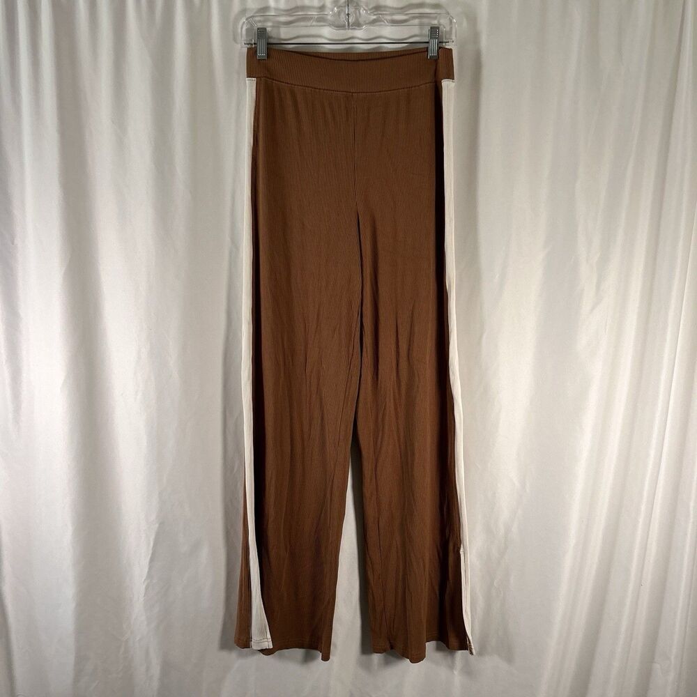 Offline by Aerie Ribbed Flare Leggings Women's Medium Brown White Striped Pullon